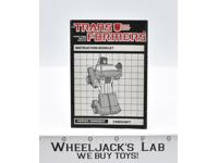 Camshaft Instruction Manual Booklet 1985 Hasbro G1 Transformers Action Figure
